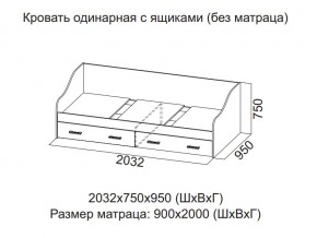 Кровать одинарная с ящиками (Без матраца 0,9*2,0) в Радужном - raduzhnyj.магазин96.com | фото